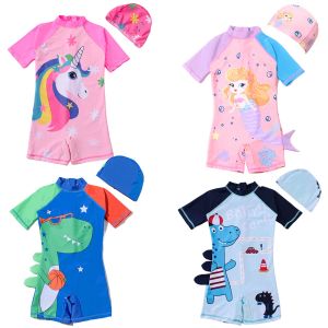 Traje de baño Nueva Sirena Unicornio Traje de baño para niños Bebé Niña Niño Impresión de una pieza Infantil Dinosaurio Dibujos animados Secado rápido Traje de baño de aguas termales