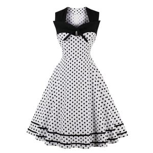 Badmode Polka Dot Dames Retro Jurk Vrouwelijk Mouwloos Jaren 50 60 Gewaad Vintage Pin Up Rockabilly Feestjurken Plus Size 4xl Vestidos