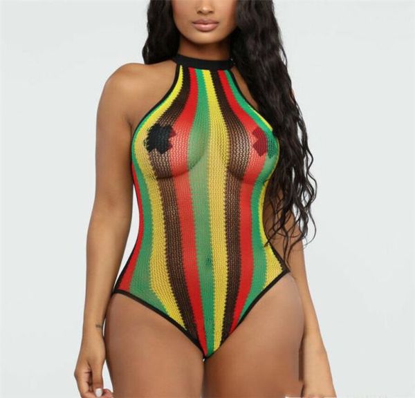 Traje de baño Traje de baño de mujer a rayas Traje de baño transparente Monokini Traje de baño Bikini Halter Traje de baño para mujer Bikini Y2009106307373