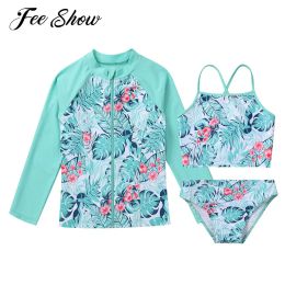 Swimswear Summer Holiday Kids Girls Swimwear Suite de maillots de bain Suite Stretchy Bikini Bottoms Tankini Ensemble débardeur avec shorts de plage