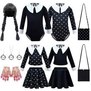 Swimwear Summer Kids Wednesday Addams Swimsuits para niñas Floral Swimwear Holiday Children Beach Bikini One Piece Long manga de manga