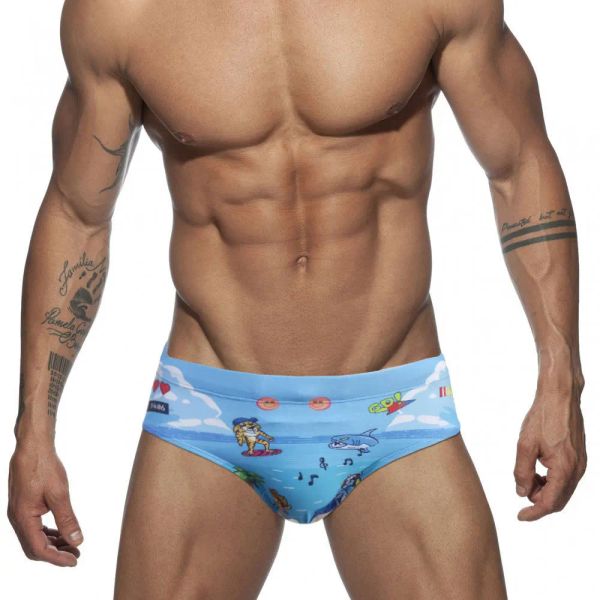 Traje de baño Surfing Tiger Traje de baño Hombres Sexy Swim Briefs Trajes de baño Ropa interior Tabla de deportes acuáticos Pantalones cortos de playa Traje de baño Pantalones azules de dibujos animados