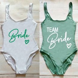 Maillots de bain maillots de bain femme 2023 vert imprimé amour équipe mariée une pièce maillot de bain maillot de bain bikini femmes maillots de bain femmes maillot de bain