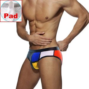 Badmode Badmode Heren Slip Met Pad Lage Taille Sexy Contour Pouch Bikini Badpak Waterdichte Zwembroek Patchwork Gay Beach Shorts