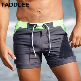 Swimwear Taddlee Brand Swimwear Men Swimsuits Swim Boxer Trunks Short Surf Shorts Gay Solid Pockets Boardshorts Séchon Bathing