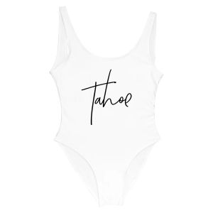 Badmode Tahoe Lake Naam Sexy Wit Zwart Badmode Eendelig badpak biquini bodysuit Zwemmeisjes dragen bikinivoering bodysuits