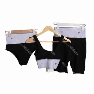 Badmode driedelige sets hoge taille badpak voor dames zomer fitness shorts ontwerper sport bh leggings dame bikini set