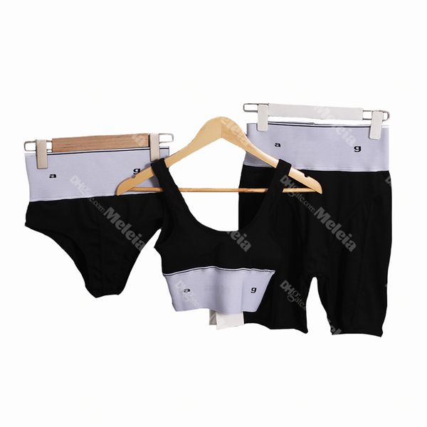 Traje de baño Conjuntos de tres piezas Traje de baño de cintura alta para mujer Pantalones cortos de fitness de verano Diseñador Sujetador deportivo Leggings Conjunto de bikini para mujer