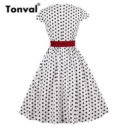 Tonval Rétro Rockabilly Plaid Tunique Robe Femmes Cap Manches Années 50 Vintage Vichy Robe D'été Ceinturée Coton Robes Élégantes