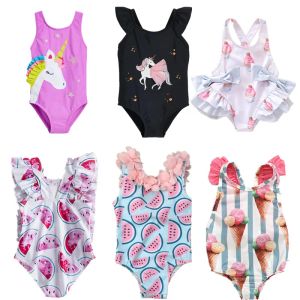 Swimwear Unicorn Girl Swimsuits 18 maanden Baby Girl Flamingo Gedrukt Swimwear Infant Pink Biniki Pasgeboren Baden Zwemmen Een stuk doek