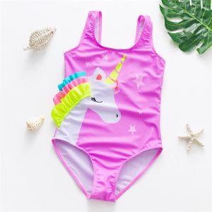 Swimwear Unicorn Girls Swimsuit One-Ciece Summer Backless Bathing Insumes