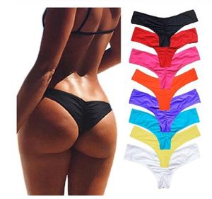 Maillots de bain femmes slips bas de Bikini attaches latérales brésilien string maillot de bain coupe classique bas de bain court dames maillot de bain