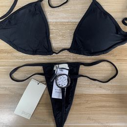 Swimwear dames bikini sexy string bad suit luxe metaal ontwerp strandkleding ontwerper lingerie tweedelige set