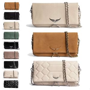 Swing Your Wings Zadig Voltaire sac fourre-tout femme sac à main épaule designer homme pochette chaîne d'aile en cuir véritable denim de luxe mini pochette rock sacs à bandoulière rrH