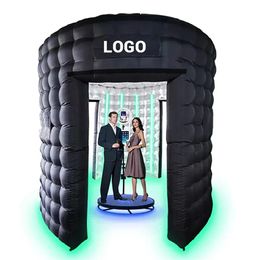 Balançoires à 360 degrés, boîtier de cabine photo gonflable à LED avec LOGO personnalisé gratuit, toile de fond de cabine photo à 360 degrés