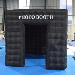 Balançoires 4x4x3.2m tente noire élégante Oxford Photo Booth toile de fond enceinte gonflable ventilateur interne Structure d'air Selfie maison fenêtre supérieure