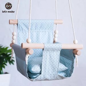 Balançoires Jumpers Videurs Faisons des balançoires pour bébé Chaise suspendue en toile 13-24 mois Jouets suspendus Hamac Sécurité Balançoire intérieure en bois Rocker 231010