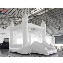 Columpios Luna nupcial inflable blanco puente de boda PVC casa animosa de rebote con tobogán para niños