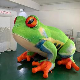 Balançoires en gros grenouille gonflable géante de 3 m de longueur avec et ventilateur pour la scène ou la décoration de parc gonflable publicitaire
