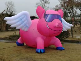 Swings wholesale Factory Price Customized Pink Inflatable Pig With strip and Blower For Park Advertising Event Decoration