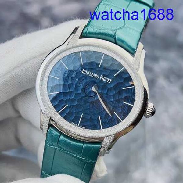 Swiss AP Wall Watch Millennium Series Womens 77266bc Frost Gold Craft Blue Dial con diseño de puntero Mecánica Mecánica Mechrones Reloj