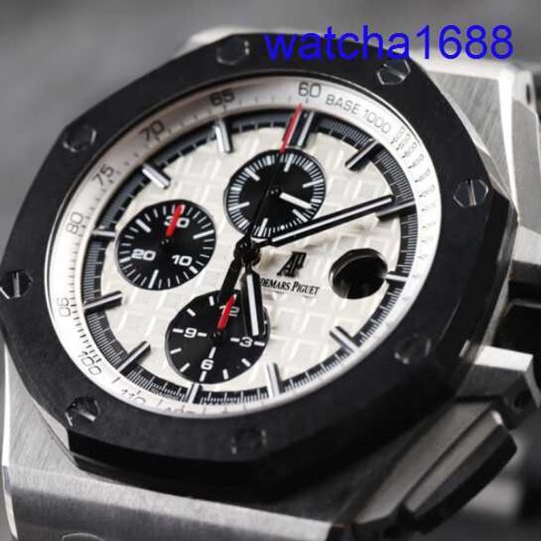 Swiss AP Wrist Watch Royal Oak Offshore 26400 Diamètres 44 mm Boucard Blanc Black Timing Panda Panda Face Watch