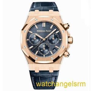 Zwitsers AP pols horloge Royal Oak Series 26240or Rose Gold Blue Plate Belt Mens Leisure Business Sports Back Transparant automatisch mechanisch horloge KZ1Y