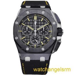 Swiss AP Wrist Watch Royal Oak Series offshore 26420ce Assiette noire Jaune d'aiguille Stripe Gravure Automatique Mécanique pour hommes Plaque de montre 43 mm Complete