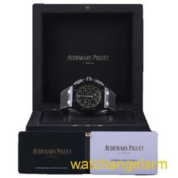 Swiss AP Wrist Watch Royal Oak Series Offshore 26420CE Plaque noire Jaune d'aiguille Stripe Gravure Automatique Mécanique mécanique Montrages Plaque 43 mm Complete
