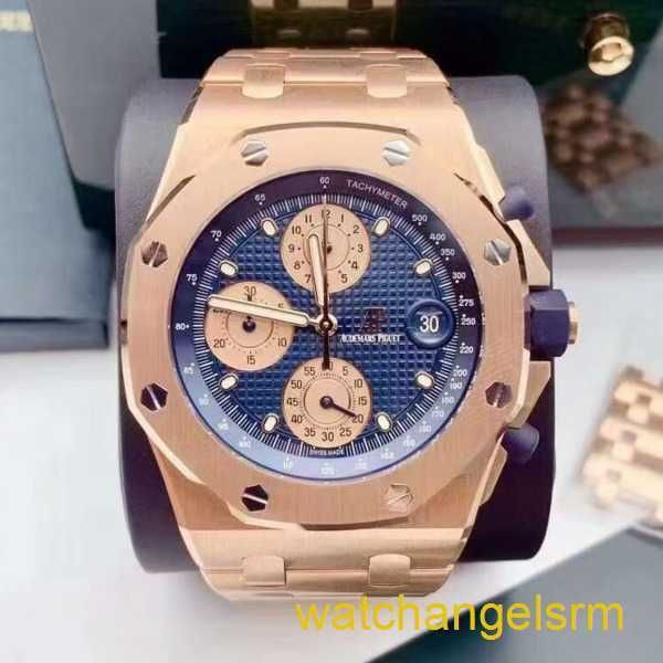 Swiss AP Wall Watch Royal Oak Offshore Series 26238or Rose Gold Blue Mens Fashion Fashion Machinery Machinery Sports Chronograph Watch