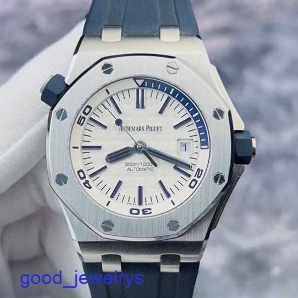 Swiss AP Wristwatch Royal Oak Offshore Series 15710ST WHITE CABLE 1/4 Blue Precision Steel Mens Transparent Automatic Mechanical Watch 42 mm