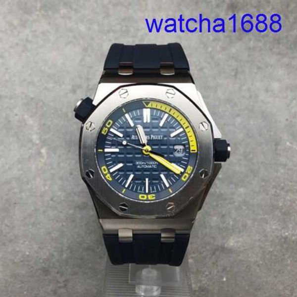 Swiss AP Wristwatch Royal Oak Series Offshore Série Blue Plate Rubber Band Automatic Mechanical Mens Precision Steel Material Diamètre 42mm Luxury Watch