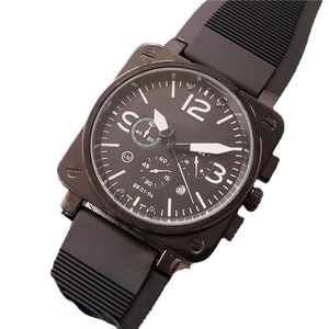 Swiss Army Hommes Montres En Acier Inoxydable Grand Boîtier Carré Bracelet En Caoutchouc Br Montre Mouvement À Quartz Chronographe Montre-Bracelet Tous Cadran Travail Splash Étanche Montre De Luxe