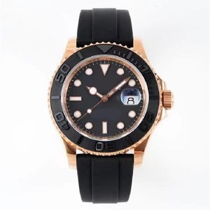 Relojes automáticos SWISS para hombre YachtMaster reloj de lujo para hombre Reloj de pulsera resistente al agua de las mejores marcas de oro de 18 quilates esfera negra escombros role3082