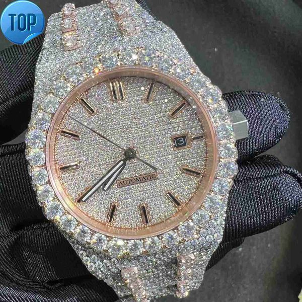 Top 2024 Luxury Premium Swiss Classic Pass Tester Diamond Tester Moissanite Handmade Mechanical Diamond Watch for Man