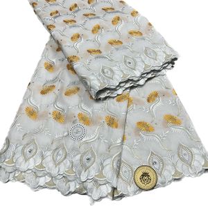 Vêtements en coton suisse pour femmes africaines, robe de mariée avec strass, couture artisanale, textile, robe de soirée de banquet, 5 yards, haute qualité, costumes féminins nigérians, 2023YQ-8233