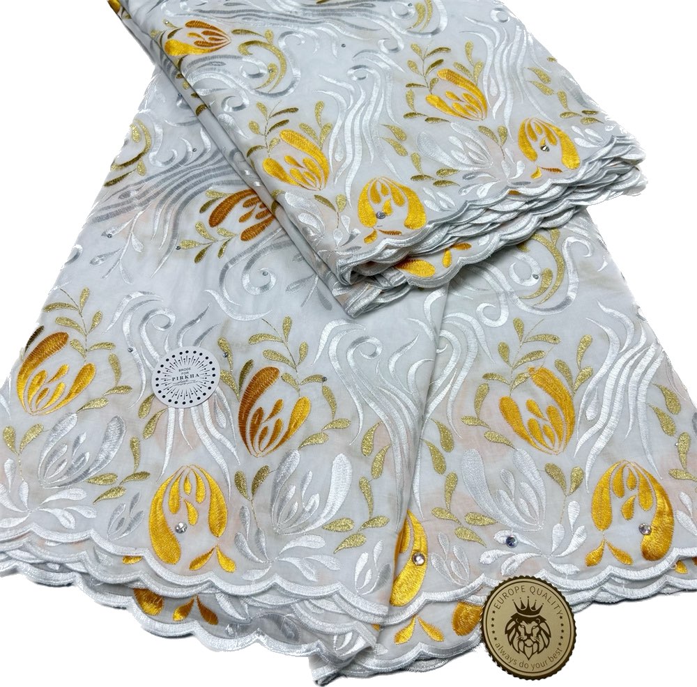 Szwajcarski bawełniany koronkowy biała suknia ślubna dla kobiet tkanina do szycia ubrania damskie 2023 Wysokiej jakości 5 jardów Tekstyl Tekstylowe Nigerian Ladies Bankiet YQ-8232