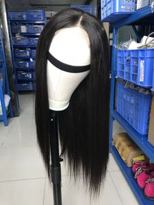 Perruque de dentelle de cheveux humains droites en dentelle suisse perruque de fermeture vierge non transformée cheveux doux au toucher