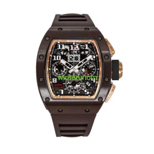 Swiss Luxury Watch RM Wristwatch Richardmills Brown Ceramic Rose Gold Tzp Asian Edition Men's Watch RM011 HB8Y