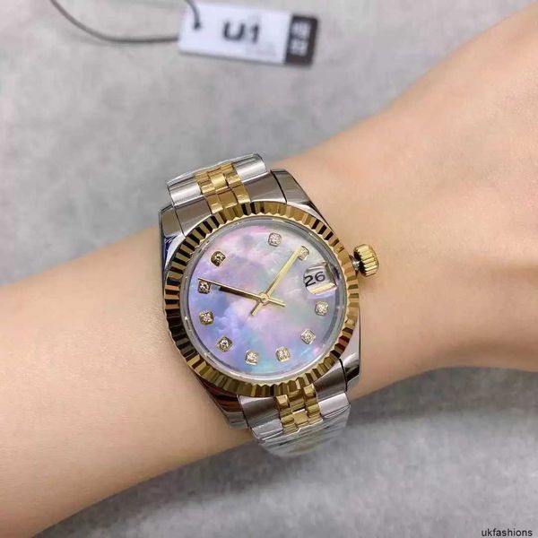 Reloj de lujo suizo Rolaxs U1 ST9 Reloj de acero Púrpura Sheel Diamond Dial 31 mm 116231 278273 Relojes de pulsera mecánicos automáticos para mujer Correa Jubilee Zafiro Dat HBOF