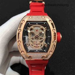 Zwitserse luxe horloges Richadmills mechanisch horloge chronograaf polshorloge 052-serie Volautomatisch mechanisch Mei Gold Full Diamond Tape Heren