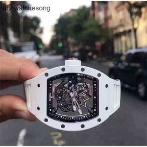 Montres de luxe suisse richadmills mécanicale chronographe wristwatch blanc céramique rectangulaire baril personnalisé calibré