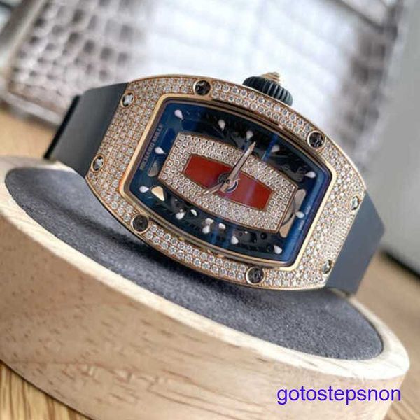 Swiss Made RM Wrist Watch RM07-01 Femme RM0701 Red Lip Sky Star Red Gold Diamond Business Casual
