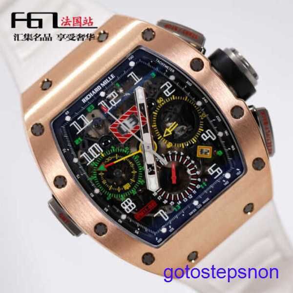 Swiss Made RM Wrist Watch RM11-02 18K Rose Gold Calendar Time Monton Double Zone de temps célèbre Luxury Single RM1102