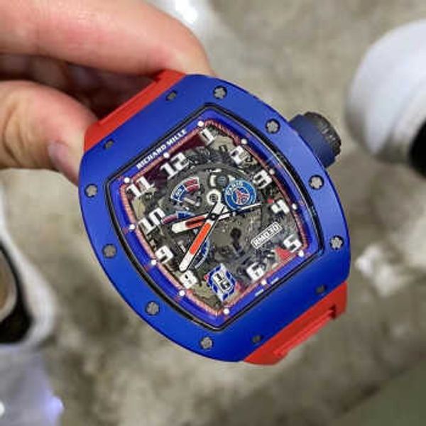 Relojes de fabricación suiza Richarmilles Relojes de pulsera mecánicos automáticos Serie para hombres Maquinaria automática Rm030 Reloj para hombres limitado de 4250 mm Rm030 Cerámica azul HBXH