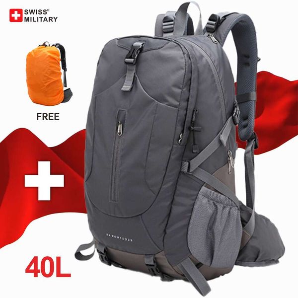 Mochila militar suiza de 40L para viaje, impermeable, de gran capacidad, para montañismo, deportes al aire libre, bolsa de senderismo para hombre