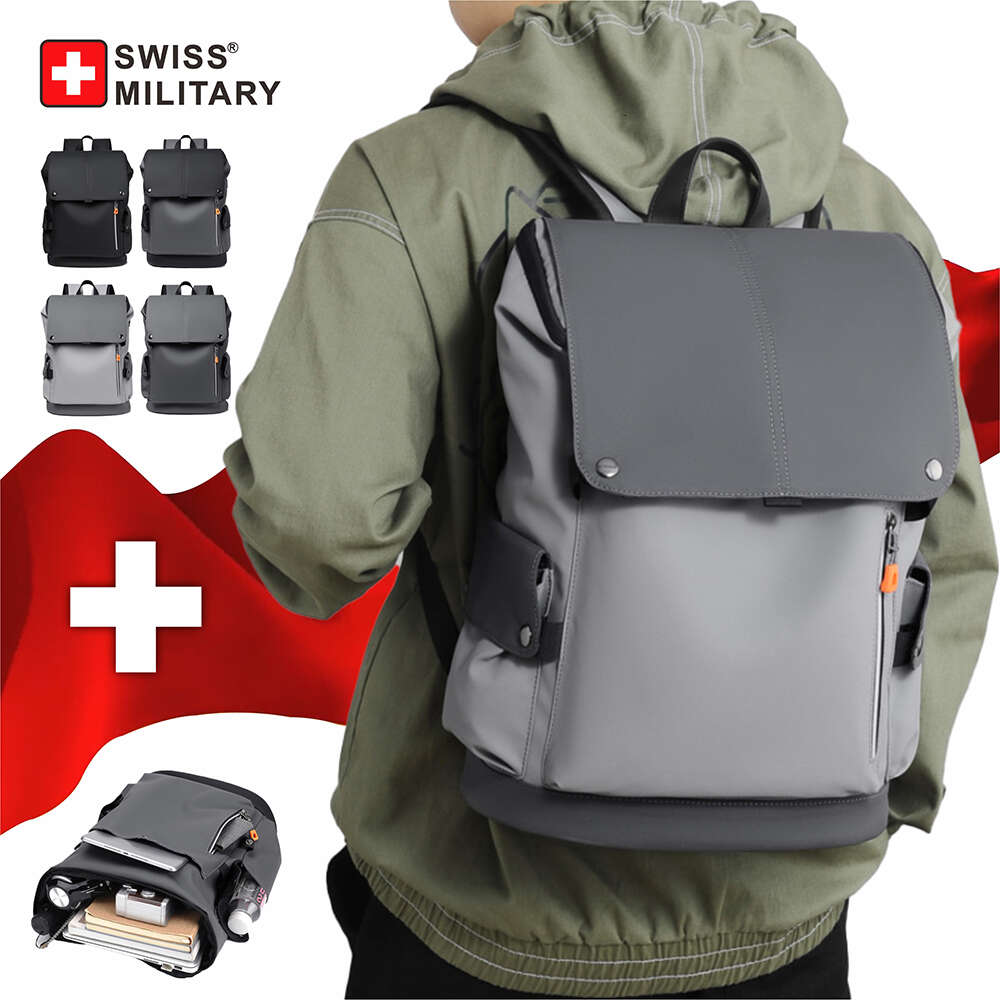 スイス軍事ファッションバックパック15.6インチラップトップ防水マルチポケットバッグモキラ韓国キャンパスバックパック