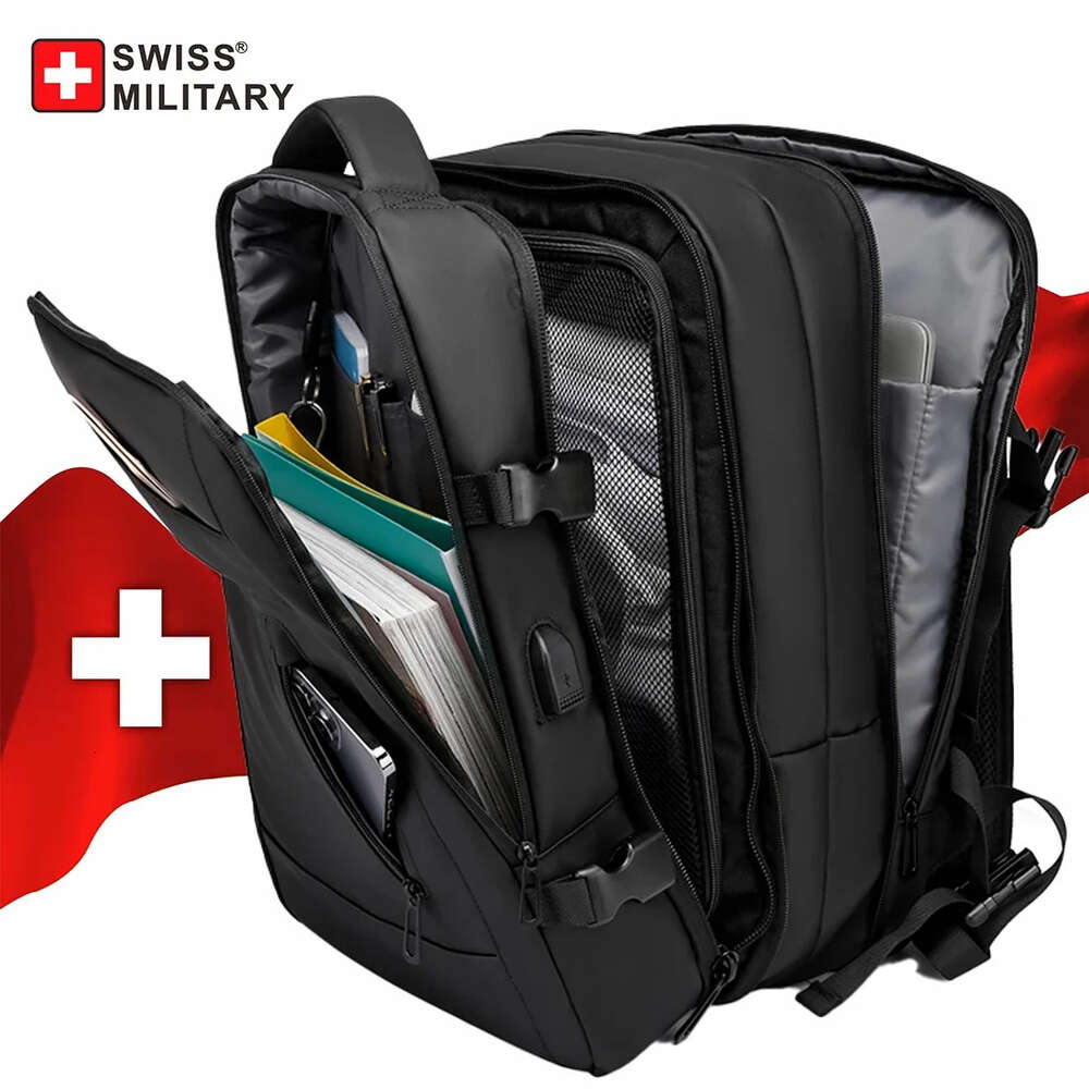 SWISS MILITARY Borsa da viaggio per zaino per laptop espandibile multifunzionale impermeabile da uomo d'affari