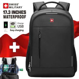 ZWITSERSE MILITAIRE Mannen Laptop 17 Inch Mode Zakelijke Rugzak School Waterdichte USB Grote Capaciteit Tas Mochilas Rugzak