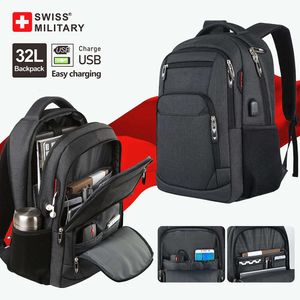 SWISS MILITARY hommes ordinateur portable 17 pouces grande capacité USB étanche antivol voyage sac à dos Mochila